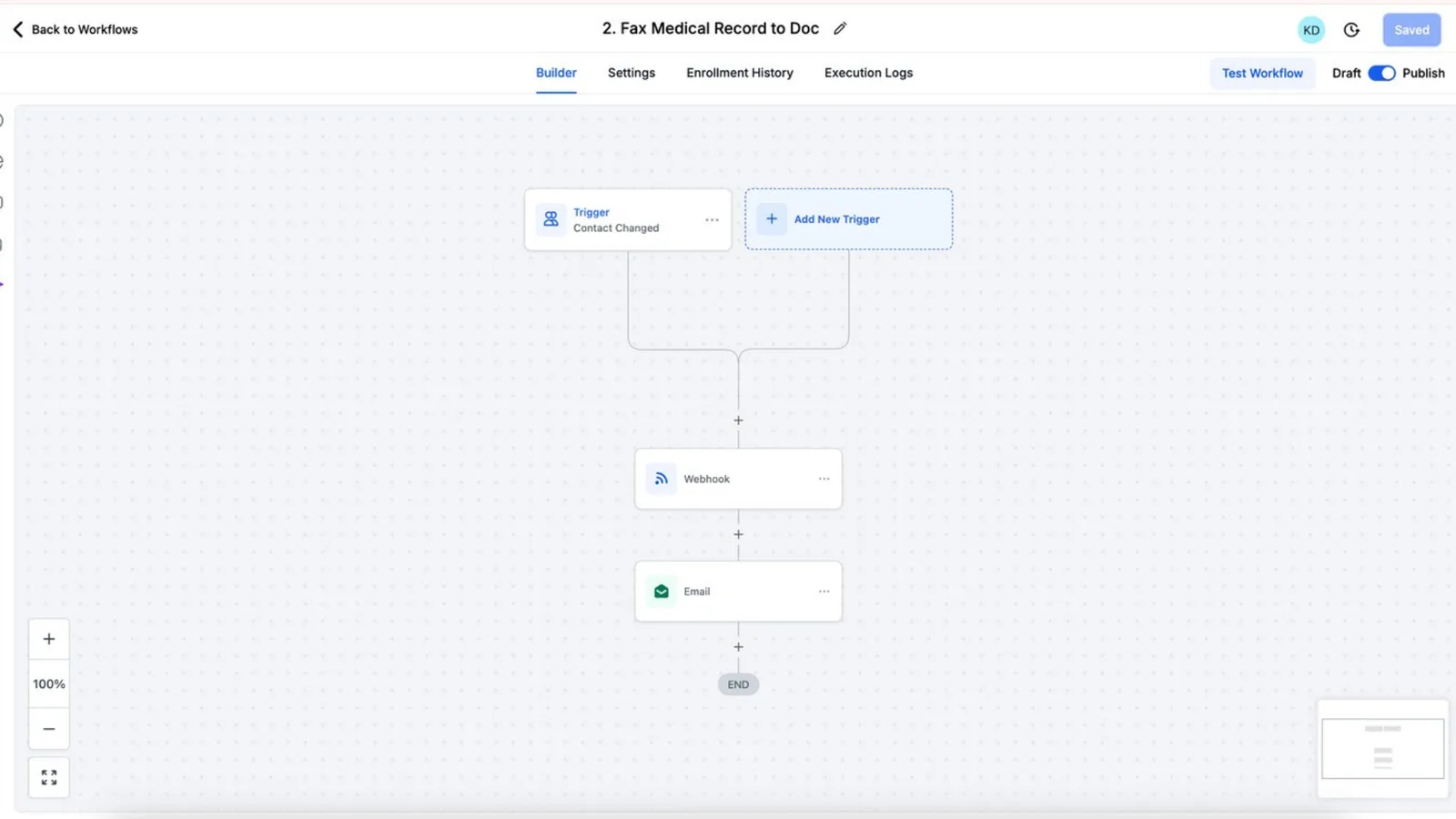 Healthcare workflow that receives a fax, extracts medical record details and routes them to staff