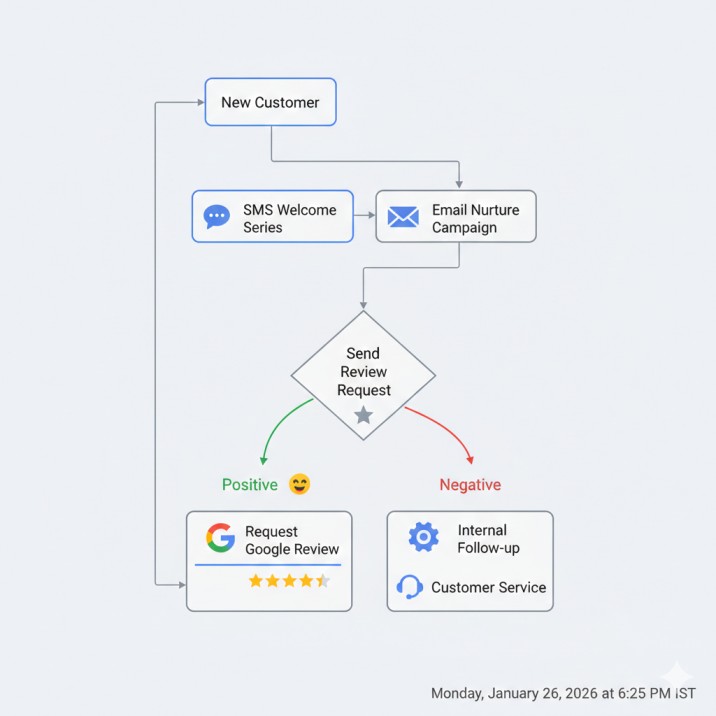 Automated Google review generation workflow in GoHighLevel