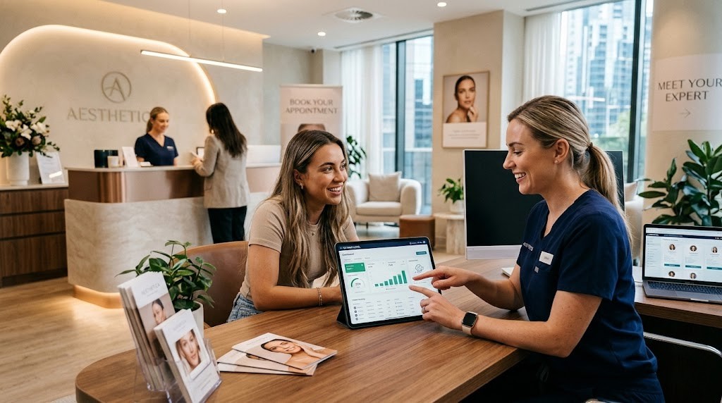 GoHighLevel CRM dashboard for aesthetic clinic automation showing lead tracking and appointment booking